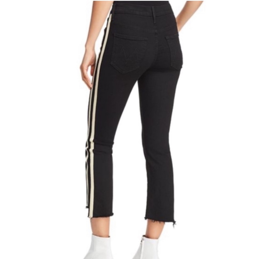 Mother Denim Black Insider Step Crop Fray